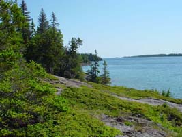 View east from south shore trail