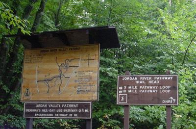 Signs at Jordan River Pathway trail head